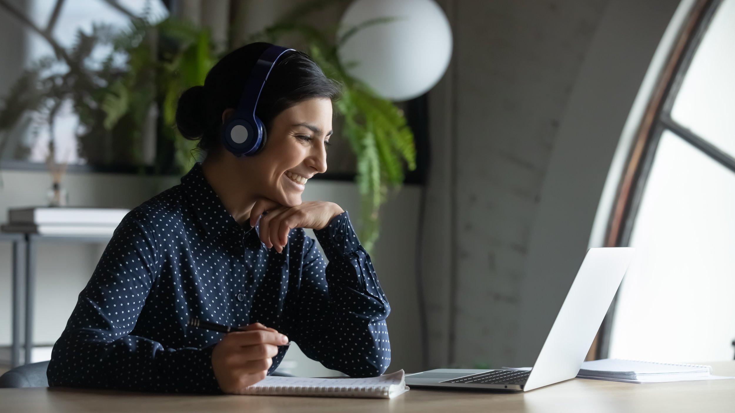 Woman on a video call on her laptop
